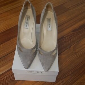 Jimmy Choo Gray Heels Suede Pumps
